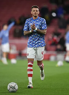 Arsenal V Liverpool Carabao Cup 2021-22 Prints: Arsenal's Ben White Gears Up for Arsenal vs. Liverpool Carabao Cup Clash