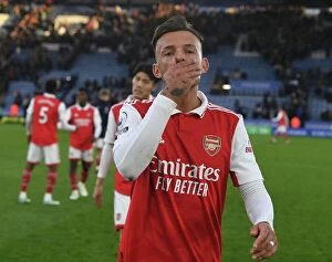 Images Dated 25th February 2023: Arsenal's Ben White Post-Match at Leicester City's The King Power Stadium (Premier League 2022-23)