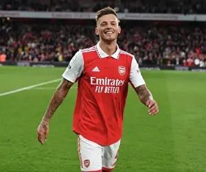 Arsenal's Ben White Reacts After Intense Arsenal v Liverpool Clash (2022-23)