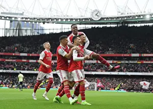 Arsenal V Leeds United 2022-23 Prints: Arsenal's Ben White Scores and Celebrates with Team in Premier League Victory over Leeds United (2022-23)