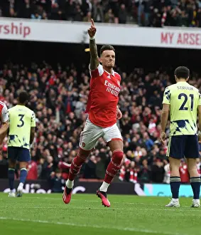 Arsenal V Leeds United 2022-23 Prints: Arsenal's Ben White Scores Second Goal Against Leeds United in Premier League Showdown