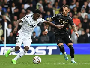 Leeds United V Arsenal 2022-23 Prints: Arsenal's Ben White Shuts Down Leeds Luis Sinisterra in Premier League Clash