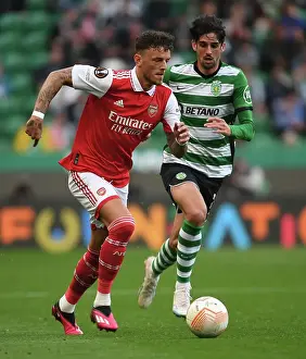 Sporting Lisbon V Arsenal 2022-23 Prints: Arsenal's Ben White: Unyielding Defender in Europa League Showdown vs. Sporting CP