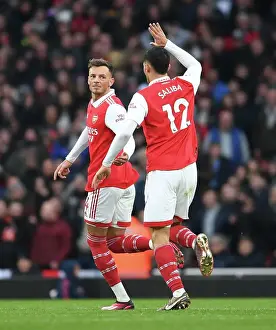 Arsenal's Ben White and William Saliba Celebrate Goals Against AFC Bournemouth in Premier League Clash (2022-23)