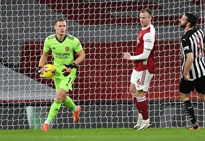 Arsenal's Bernd Leno in Action at Empty Emirates Stadium: Arsenal v Newcastle United, Premier League 2020-21
