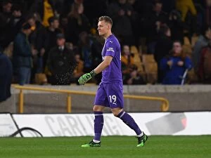 Images Dated 24th April 2019: Arsenal's Bernd Leno in Action: Wolverhampton Wanderers vs. Arsenal, Premier League 2018-19