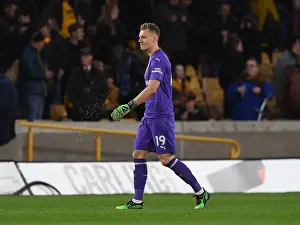 Wolverhampton Wanderers V Arsenal 2018-19 Prints: Arsenal's Bernd Leno in Action: Wolverhampton Wanderers vs