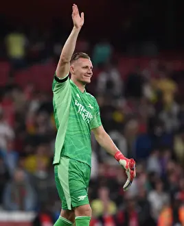 Arsenal's Bernd Leno Celebrates Carabao Cup Victory