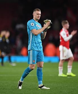 Images Dated 16th December 2019: Arsenal's Bernd Leno Celebrates with Fans after Arsenal vs Manchester City, Premier League 2019-20