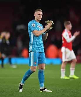 Arsenal V Manchester City 2019-20 Prints: Arsenal's Bernd Leno Celebrates with Fans after Arsenal vs Manchester City