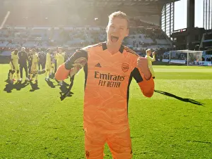 Arsenal's Bernd Leno Celebrates Victory Over Aston Villa in Premier League Clash