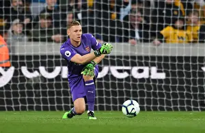 Wolverhampton Wanderers V Arsenal 2018-19 Prints: Arsenal's Bernd Leno Clashes with Wolverhampton Wanderers in Premier League Showdown (2018-19)