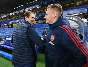 Chelsea v Arsenal 2019-20 Collection: Arsenal's Bernd Leno and Petr Cech Reunited Before Chelsea Showdown