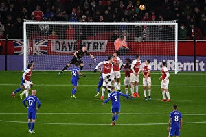 Images Dated 29th January 2019: Arsenal's Bernd Leno Watches Free Kick Miss: Arsenal FC vs Cardiff City, Premier League 2018-19