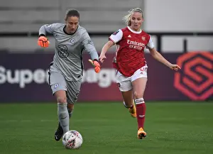 Arsenal Women V Chelsea Women 2020-21 Prints: Arsenal's Beth Mead Chases Down Chelsea's Goalkeeper in FA WSL Showdown