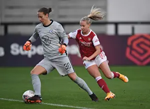 Arsenal Women V Chelsea Women 2020-21 Prints: Arsenal's Beth Mead Chases Down Chelsea's Goalkeeper in FA WSL Thriller: A High-Stakes Showdown
