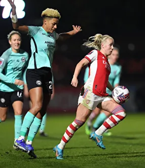 Arsenal Women V Brighton And Hove Albion Women 2021-22 Prints: Arsenal's Beth Mead Faces Off Against Brighton's Victoria Williams in FA WSL Showdown