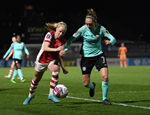 Arsenal Women V Brighton And Hove Albion Women 2021-22 Prints: Arsenal's Beth Mead vs Brighton's Aileen Whelan: FA WSL Showdown at Meadow Park