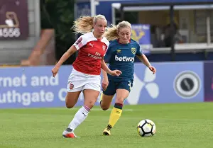 Arsenal Women V West Ham United Women 2018-19 Prints: Arsenal's Beth Mead vs. West Ham's Brianna Visalli: A Football Rivalry Ignites at the Continental Cup