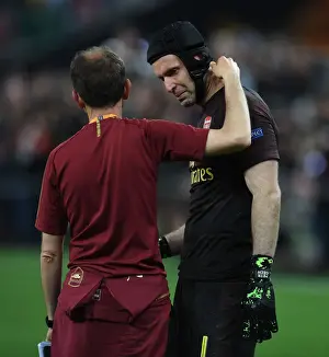 Arsenal V Chelsea Europa League Cup Final 2019 Prints: Arsenal's Bittersweet Europa League Final Defeat: Petr Cech Consoled by Javi Garcia after Loss to Chelsea