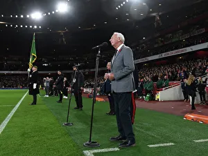 Arsenal's Bob Wilson Leads Emirates Stadium's Pre-Match Tribute Ahead of Arsenal vs Brighton & Hove Albion (Carabao Cup 2022-23)