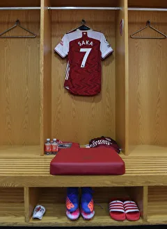 Arsenal V Sheffield United 2020-21 Prints: Arsenal's Bukayo Saka: Preparing for Arsenal v Sheffield United (Behind Closed Doors) - 2020-21 Premier League