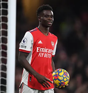 Arsenal V West Ham United 2021-22 Prints: Arsenal's Bukayo Saka in Action: Arsenal vs