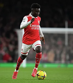 Arsenal's Bukayo Saka in Action: Arsenal vs. Everton, Emirates Stadium, London, 2023