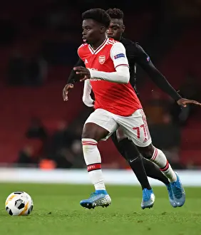 Arsenal's Bukayo Saka in Action against Eintracht Frankfurt in UEFA Europa League
