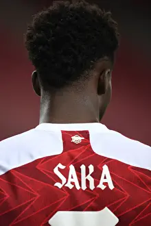 Arsenal's Bukayo Saka in Action during Europa League Clash against SL Benfica (February 2021, Piraeus, Greece)