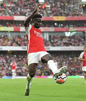 Arsenal's Bukayo Saka in Action against Fulham in 2023-24 Premier League