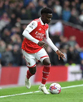 Arsenal's Bukayo Saka in Action against Leeds United, Premier League 2022-23
