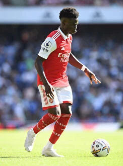 Arsenal v Leicester City 2022-23 Collection: Arsenal's Bukayo Saka in Action against Leicester City - Premier League 2022-23