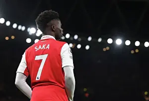 Arsenal's Bukayo Saka in Action: Premier League Showdown at Emirates Stadium - Arsenal vs. Everton, 2023
