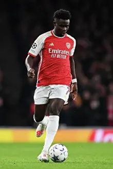 Arsenal's Bukayo Saka in Action against Sevilla in 2023-24 UEFA Champions League