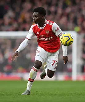 Arsenal's Bukayo Saka in Action against Sheffield United - Premier League 2019-2020