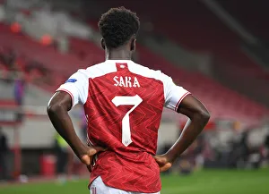 Arsenal V SL Benfica 2020-21 Prints: Arsenal's Bukayo Saka in Action against SL Benfica