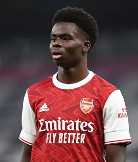 Arsenal's Bukayo Saka in Action against Tottenham Hotspur in the 2020-21 Premier League