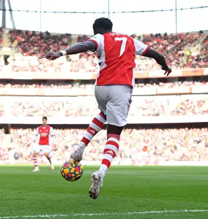 Arsenal's Bukayo Saka in Action against Watford in the 2021-22 Premier League