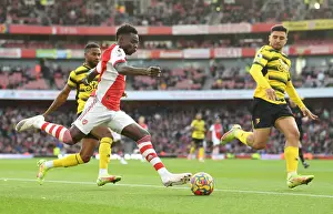 Arsenal's Bukayo Saka in Action Against Watford - Premier League 2021-22