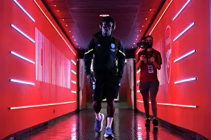 Arsenal's Bukayo Saka Arrives at Emirates Stadium for Arsenal v AS Monaco (2023-24)
