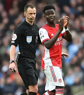 Arsenal V Manchester City 2021-22 Prints: Arsenal's Bukayo Saka Bids Farewell to Fans Amidst Manchester City Showdown