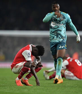 Images Dated 21st April 2023: Arsenal's Bukayo Saka Celebrates Victory Over Southampton in 2022-23 Premier League