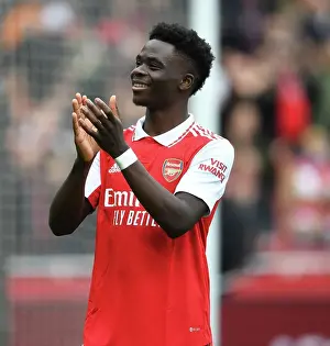Arsenal V Crystal Palace 2022-23 Prints: Arsenal's Bukayo Saka Celebrates Victory Over Crystal Palace in the Premier League