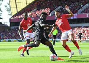 Nottingham Forest V Arsenal 2022-23 Prints: Arsenal's Bukayo Saka Crosses Over Nottingham Forest's Renan Lodi in Premier League Clash (May 2023)