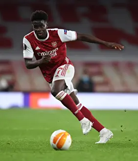 Arsenal's Bukayo Saka at Empty Emirates Stadium: Arsenal FC vs Slavia Praha, UEFA Europa League Quarterfinal (2021)