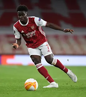 Arsenal's Bukayo Saka at Empty Emirates Stadium: Arsenal vs Slavia Praha, UEFA Europa League Quarterfinal (2021)