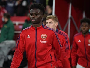 Images Dated 23rd October 2021: Arsenal's Bukayo Saka Gears Up for Arsenal v Aston Villa in Premier League