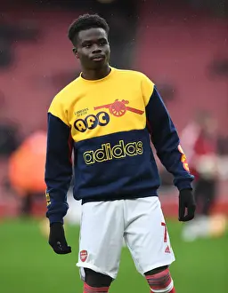 Arsenal V Southampton 2021-22 Prints: Arsenal's Bukayo Saka Gears Up for Arsenal v Southampton in Premier League (December 2021)