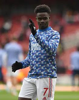 Arsenal V Leicester City 2021-22 Prints: Arsenal's Bukayo Saka Ready for Action against Leicester City (Premier League)